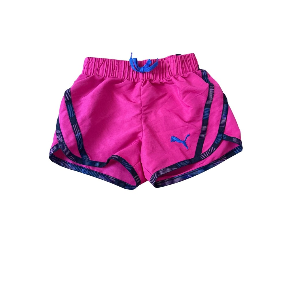 Puma Athletic Shorts Girls Pink Blue Embroidered Logo Sporty SIZE 3T